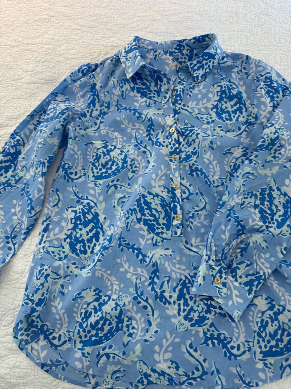 Lilly Pulitzer Blue Floral Button-Down Shirt
